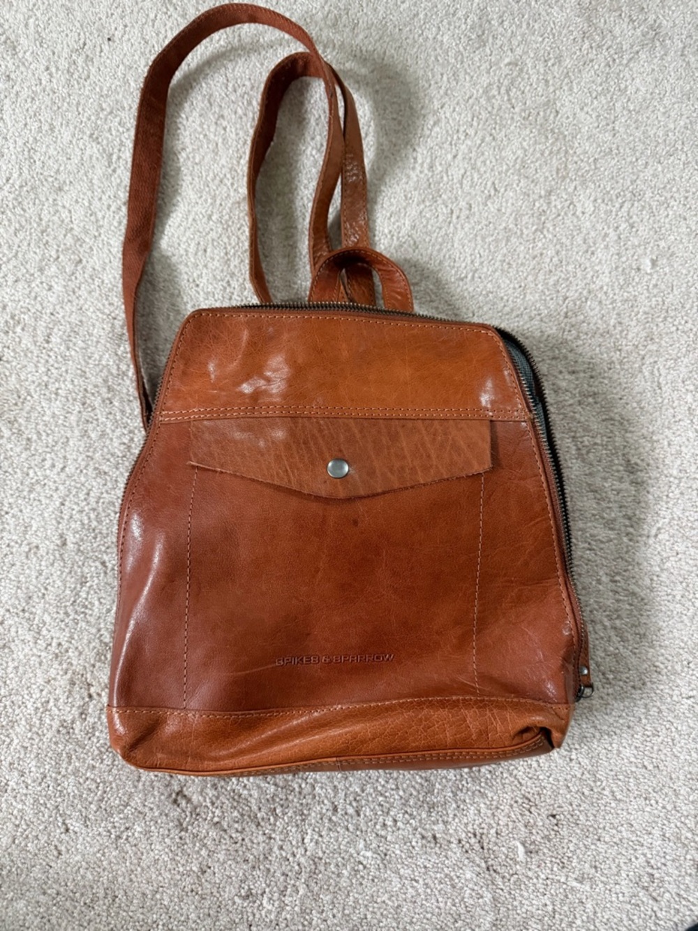 Leather Backpack in Cognac Brown